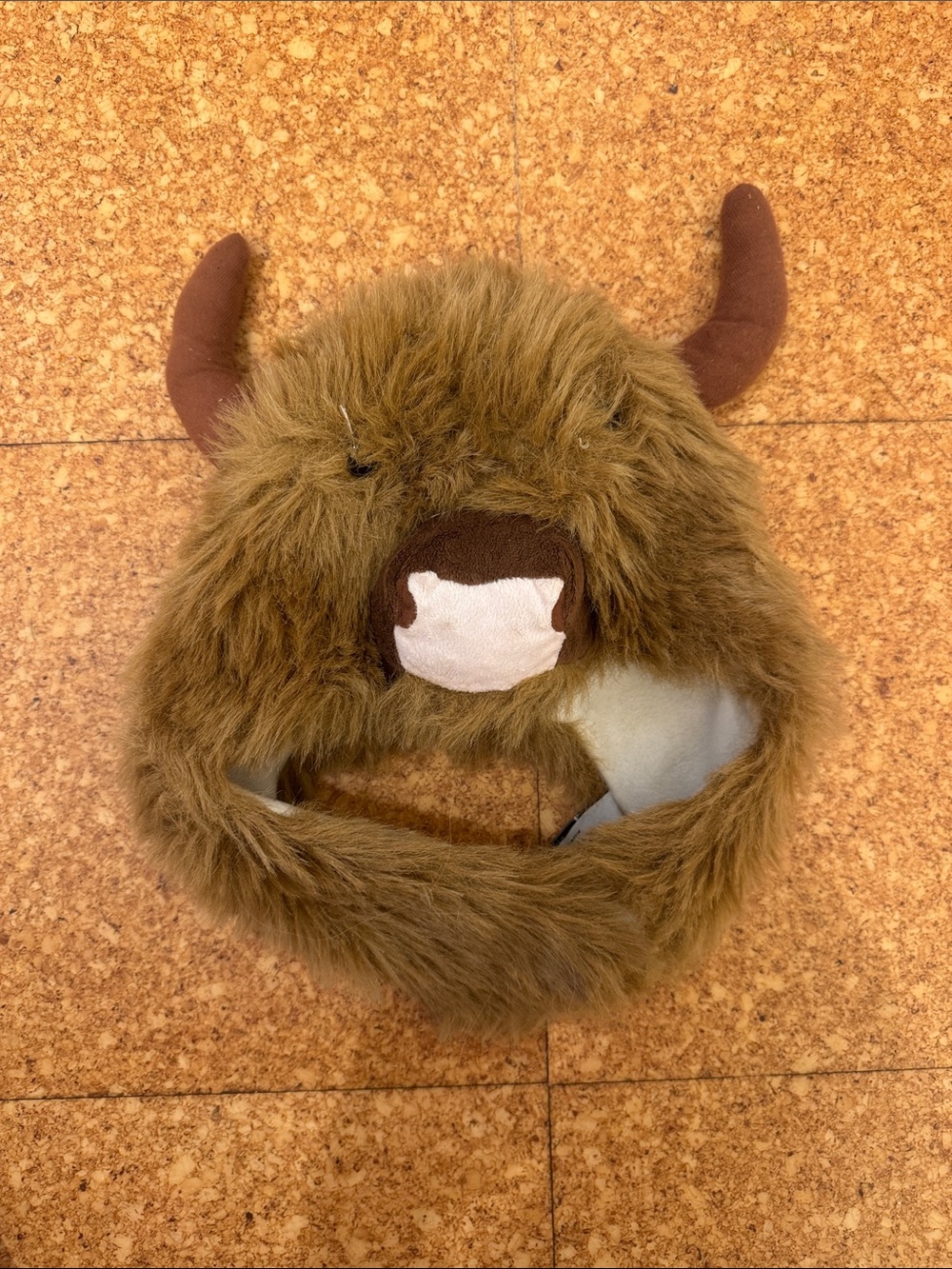 Source Unknown Brown Plush Highland Cow Hat with Horns